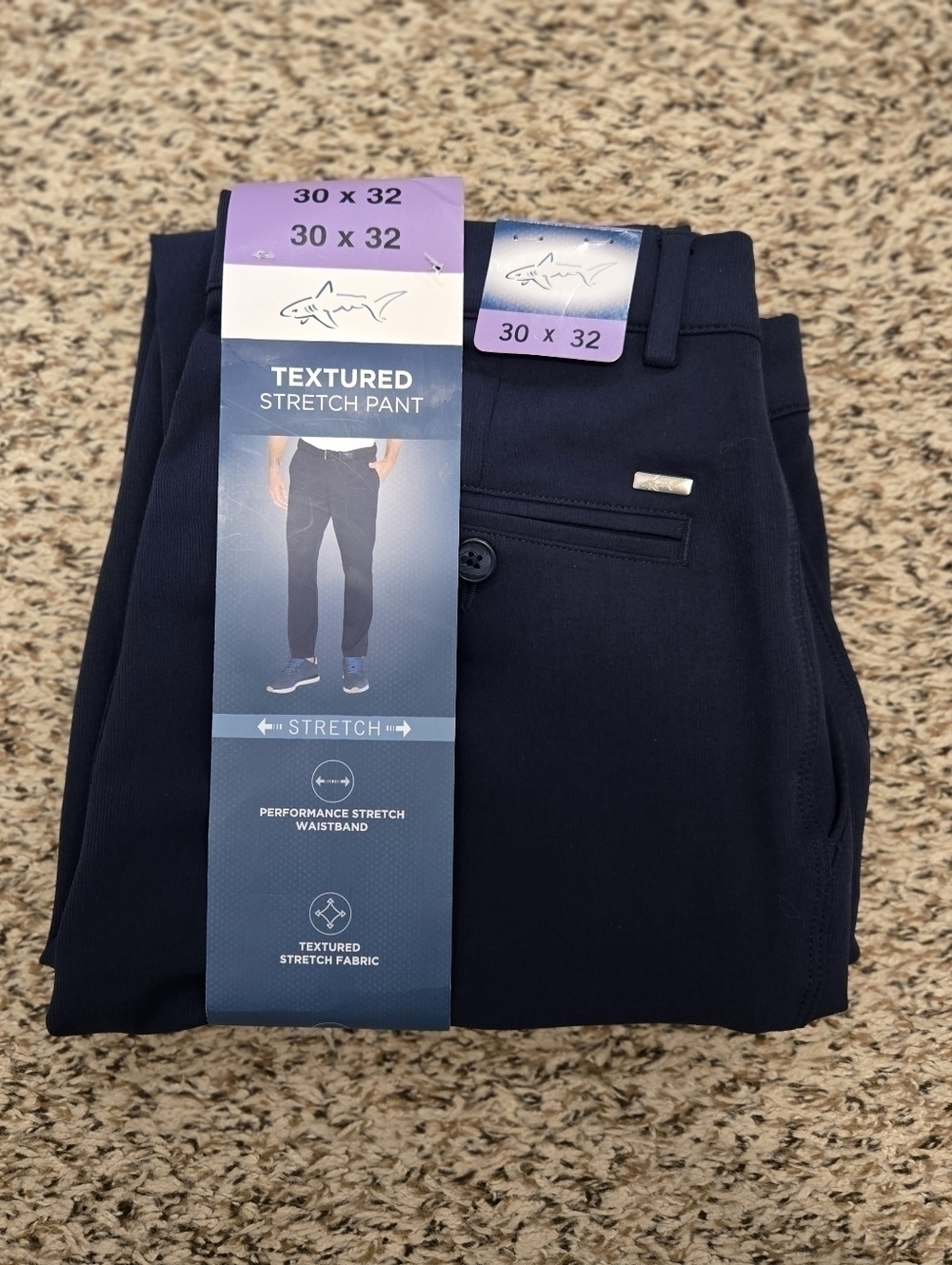 Greg Norman Textured Stretch golf pants - Blue - size 30 X 32